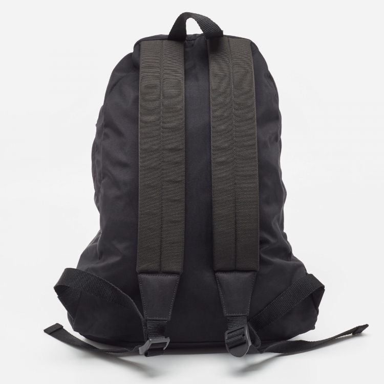 Pre Owned Balenciaga Black Nylon Logo Embroidered Wheel Backpack