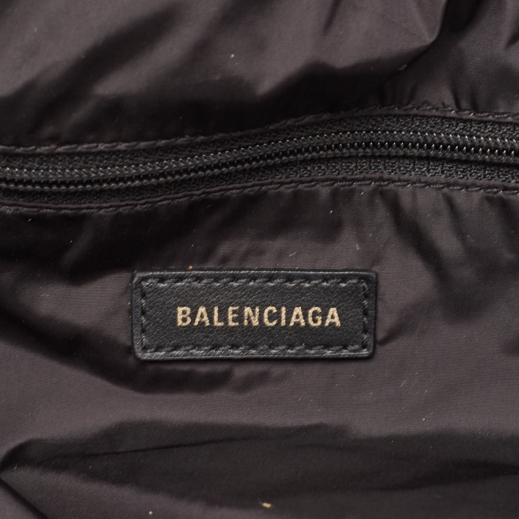 Pre Owned Balenciaga Black Nylon Logo Embroidered Wheel Backpack
