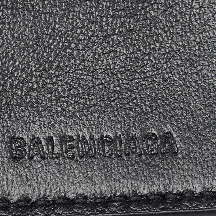 Pre Owned Balenciaga Black Logo Flap Card Case