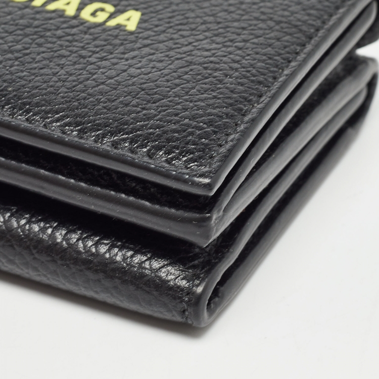 Pre Owned Balenciaga Black Logo Flap Card Case