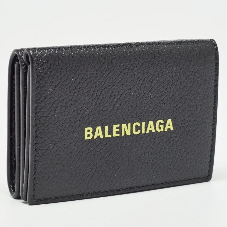 Pre Owned Balenciaga Black Logo Flap Card Case