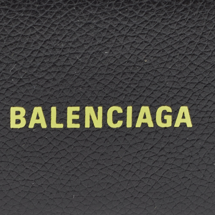 Pre Owned Balenciaga Black Logo Flap Card Case