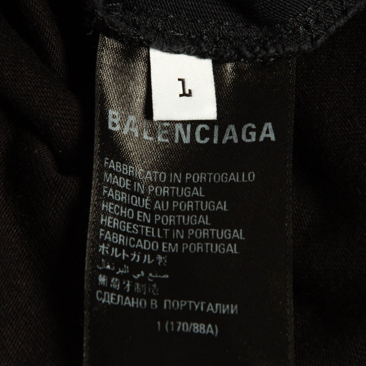 Pre Owned Balenciaga Black Cotton Speed Hunter Upside Down Oversized T-Shirt L