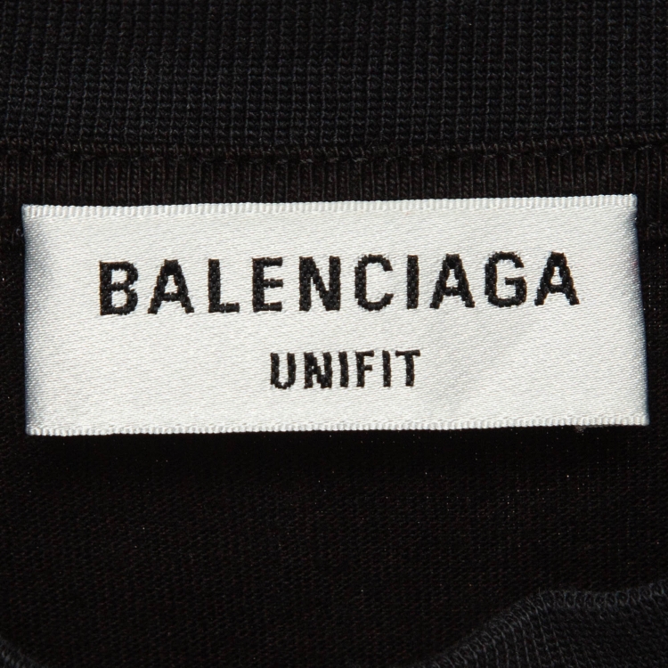 Pre Owned Balenciaga Black Cotton Speed Hunter Upside Down Oversized T-Shirt L