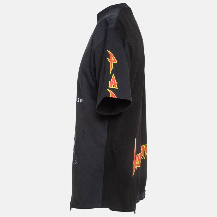 Pre Owned Balenciaga Black Cotton Speed Hunter Upside Down Oversized T-Shirt L