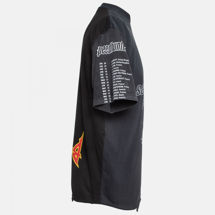 Pre Owned Balenciaga Black Cotton Speed Hunter Upside Down Oversized T-Shirt L