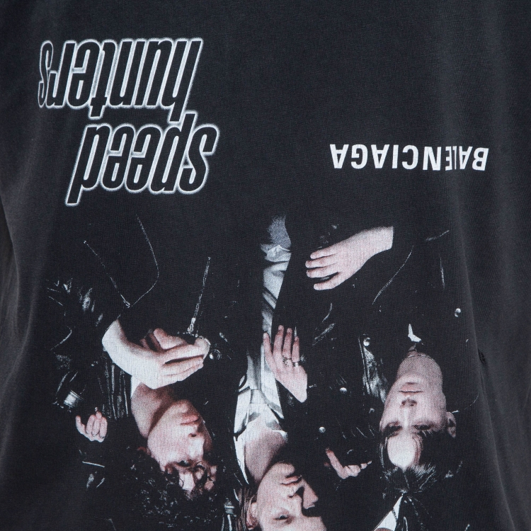 Pre Owned Balenciaga Black Cotton Speed Hunter Upside Down Oversized T-Shirt L