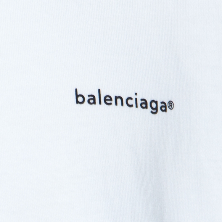 Pre Owned Balenciaga White Cotton Logo Print Oversized T-Shirt M