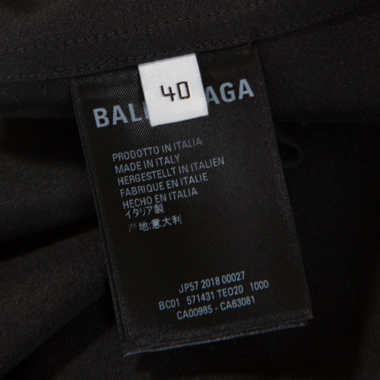 Pre Owned Balenciaga Black Satin Button Front Shrunken Shirt M