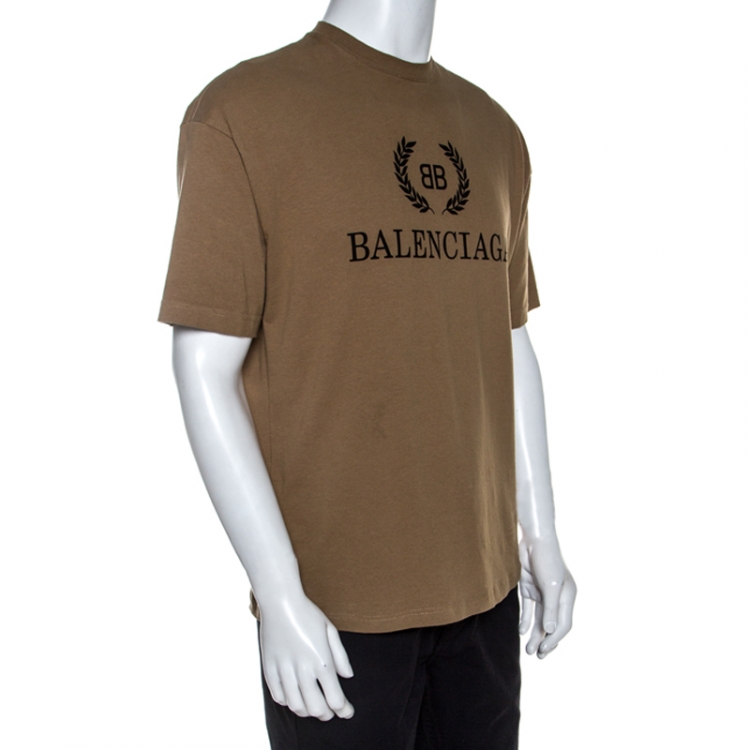 Balenciaga Beige BB Logo print Cotton T-Shirt M Balenciaga | TLC