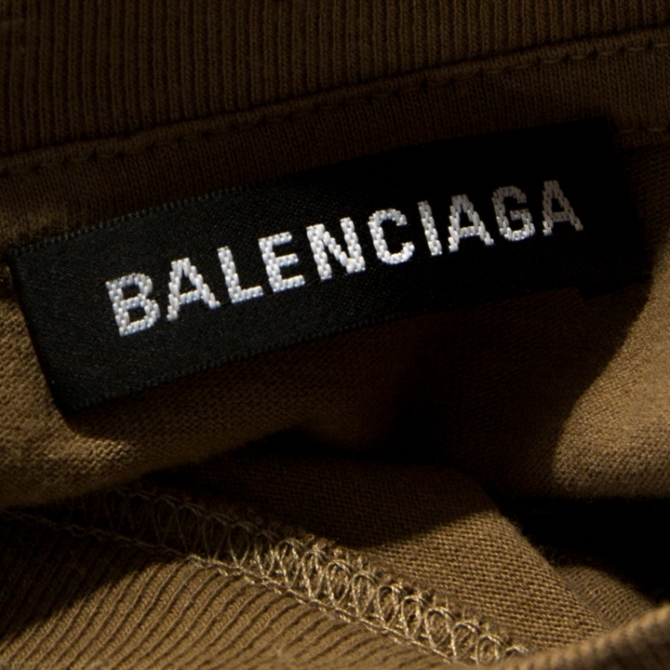 مملوكة مسبقًا Balenciaga Beige BB Logo print Cotton T-Shirt M