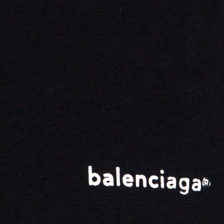 Pre Owned Balenciaga Black Cotton Crew Neck T-Shirt M