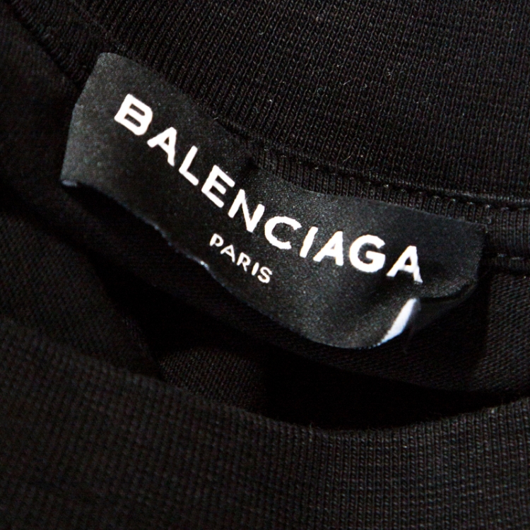 Pre Owned Balenciaga Black Cotton Crew Neck T-Shirt M