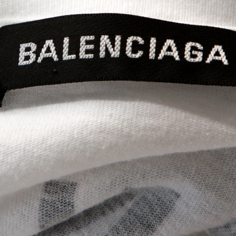 Pre Owned Balenciaga White Cotton Back Logo Print Oversized T Shirt M
