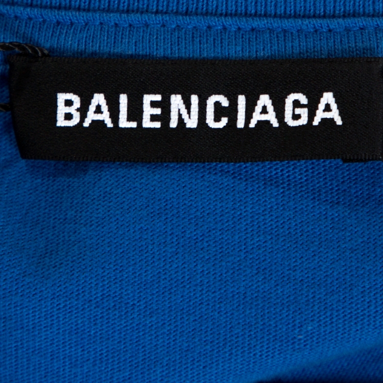 Pre Owned Balenciaga Blue Cotton Archetypes Print Oversized T Shirt S