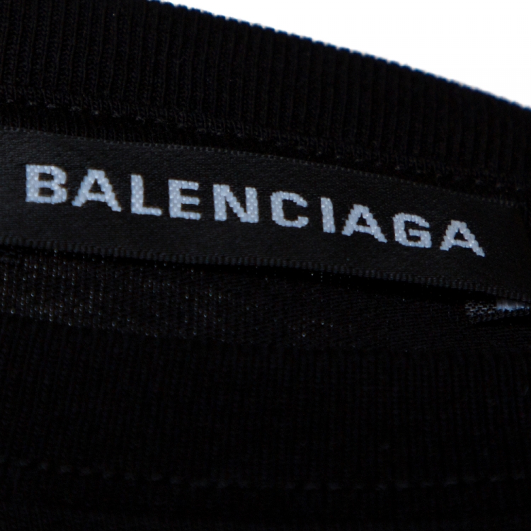 Pre Owned Balenciaga Black Cotton Lowercase Logo Print T Shirt XS