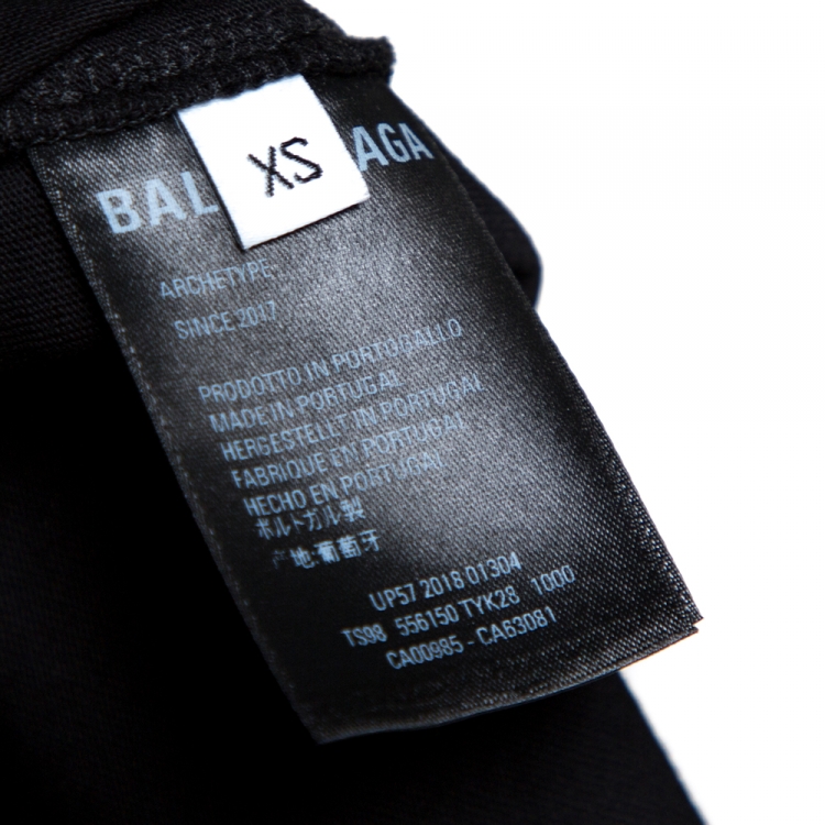 Pre Owned Balenciaga Black Cotton Lowercase Logo Print T Shirt XS