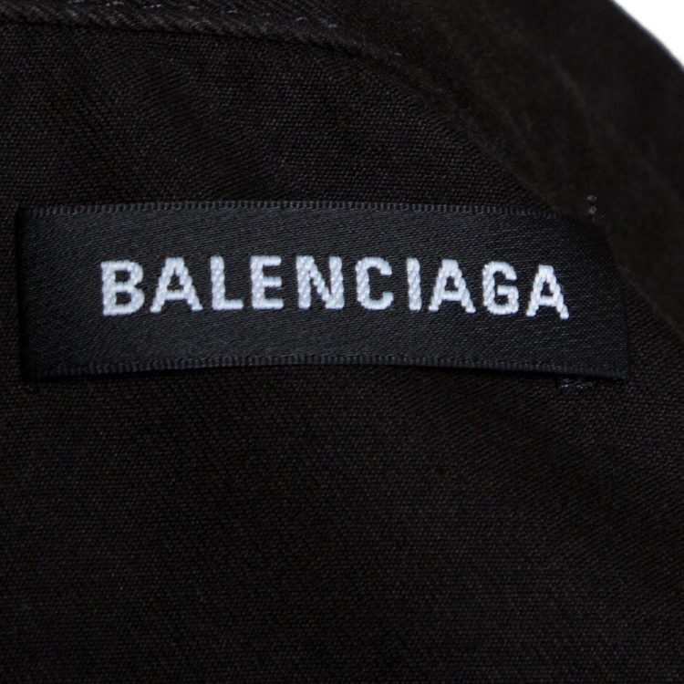 Pre Owned Balenciaga Black Cotton Short Sleeve Safari Shirt M