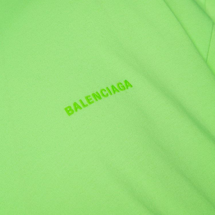 Pre Owned Balenciaga Fluorescent Green Ego Print Cotton Oversized T-Shirt M