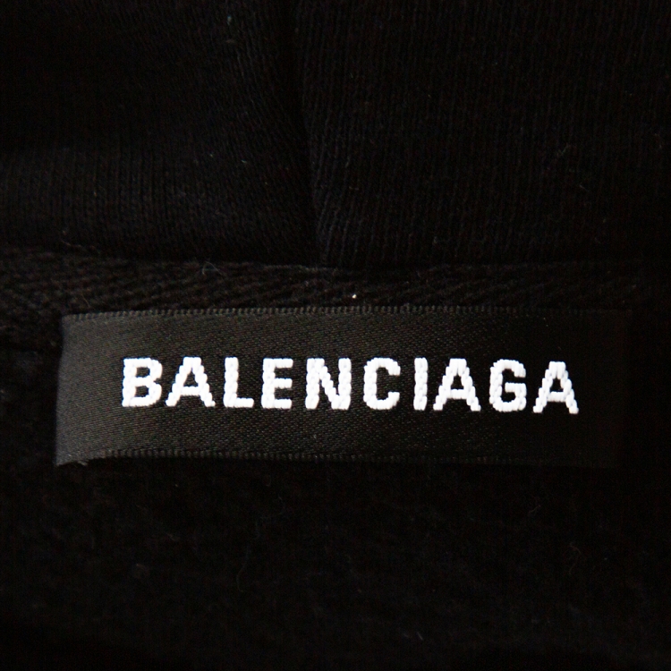 Pre Owned Balenciaga Black BB Mode Print Cotton Hooded Sweatshirt XS