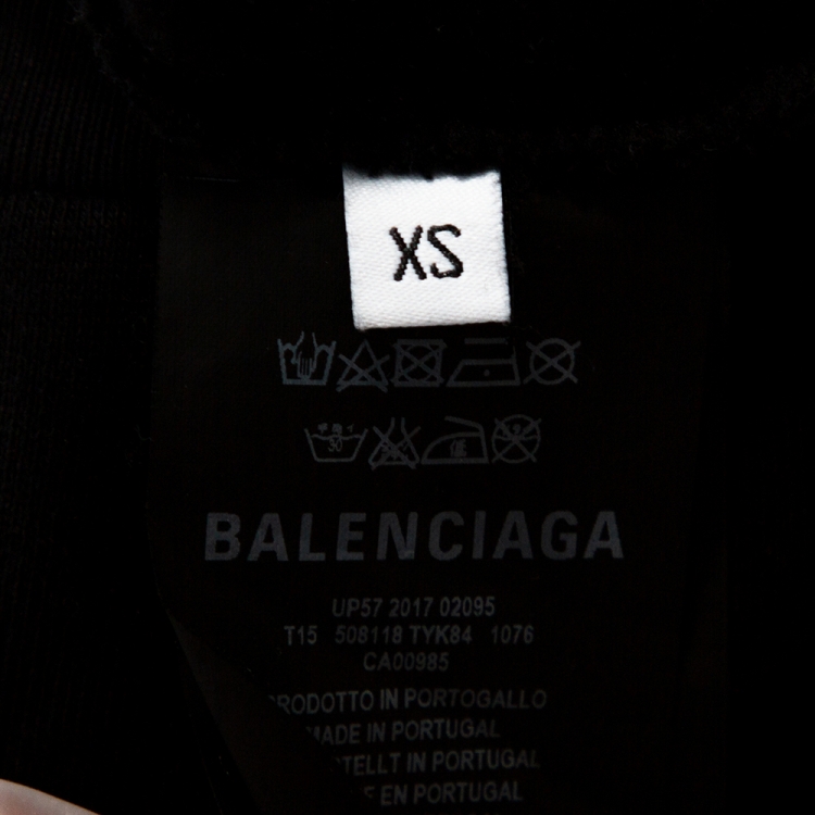 Pre Owned Balenciaga Black BB Mode Print Cotton Hooded Sweatshirt XS
