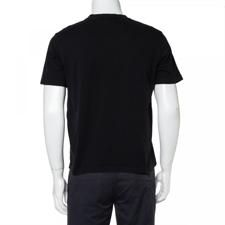 Pre Owned Balenciaga Black Cotton Logo Printed Crewneck T-Shirt L   