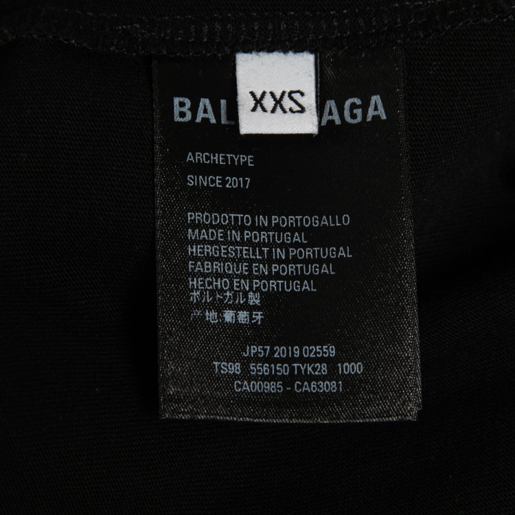 Pre Owned Balenciaga Black Logo Print Cotton T-shirt XXS