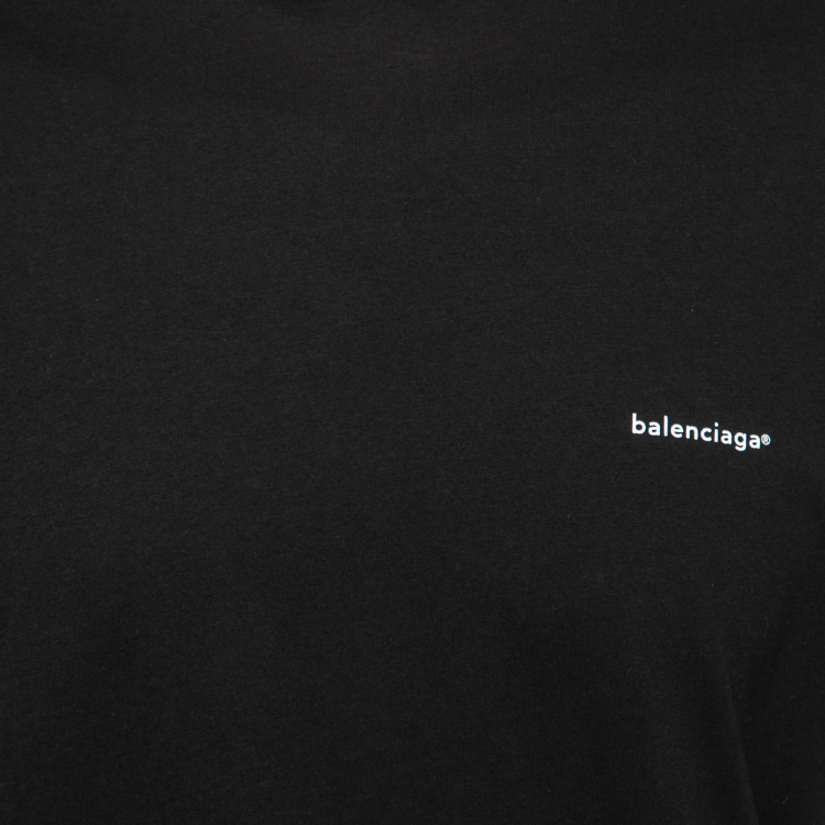 Pre Owned Balenciaga Black Logo Print Cotton T-shirt XXS