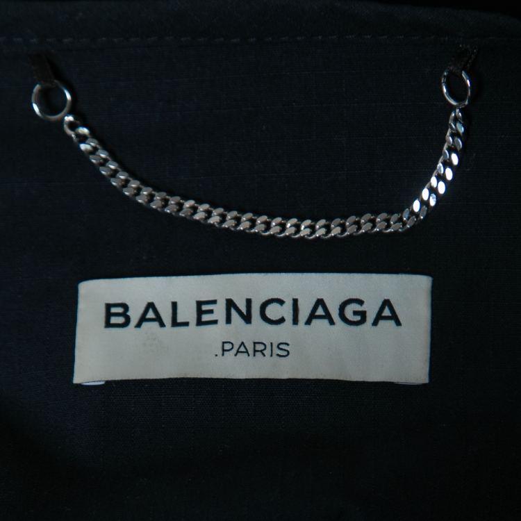 Pre Owned Balenciaga Navy Blue Cotton Oversize Multi Pocket Vest S