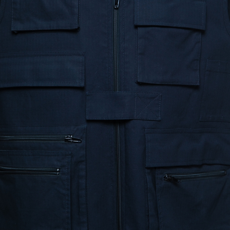 Pre Owned Balenciaga Navy Blue Cotton Oversize Multi Pocket Vest S