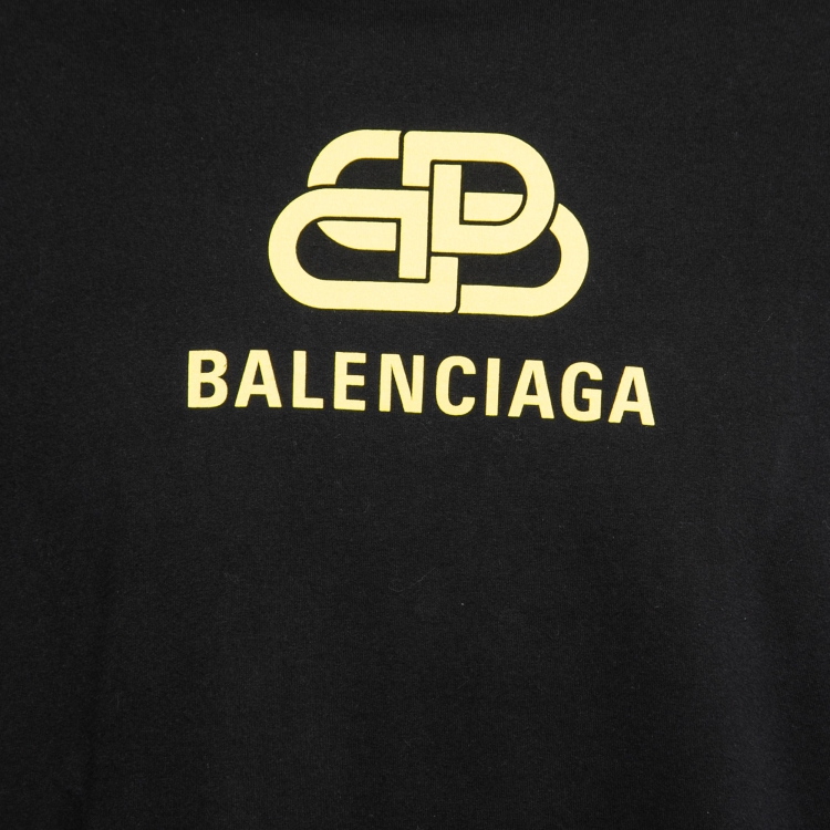 Pre Owned Balenciaga Black Logo Print Cotton Oversized T-Shirt S