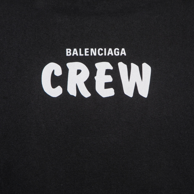 Pre Owned Balenciaga  Black Crew Printed Cotton Oversized T Shirt S