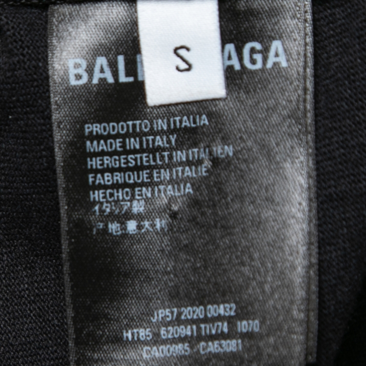 Pre Owned Balenciaga  Black Crew Printed Cotton Oversized T Shirt S