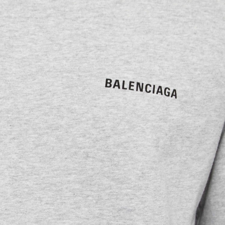 Pre Owned Balenciaga Grey Cotton Logo Print Crewneck T-Shirt XS