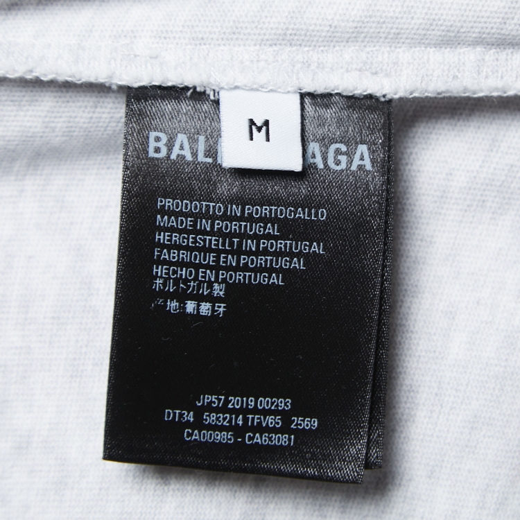 مملوكة مسبقًا Balenciaga Grey Logo Print Cotton Oversized T-Shirt M