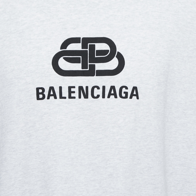 مملوكة مسبقًا Balenciaga Grey Logo Print Cotton Oversized T-Shirt M