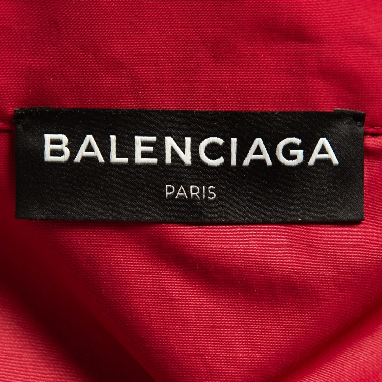 Pre Owned Balenciaga Multicolor Logo Print Nylon Zip Front Drawstring Hem Oversized Jacket XXS
