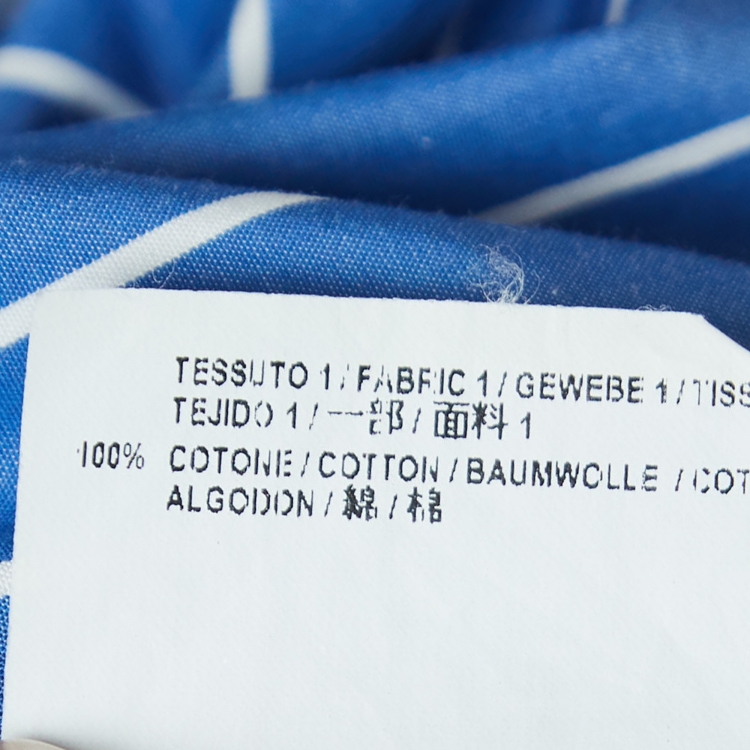 Pre Owned Balenciaga Blue Fake Hotline Print Cotton Shirt M