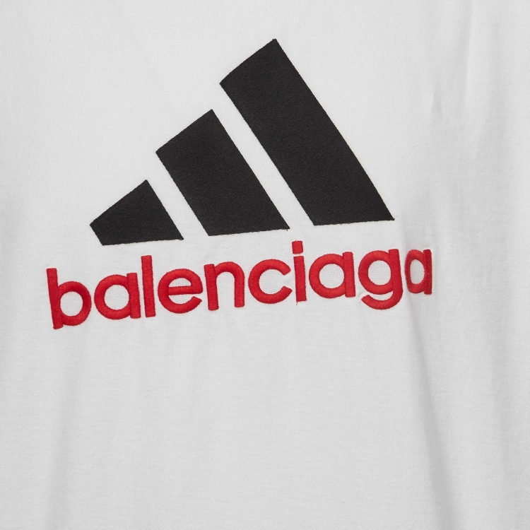 Pre Owned Balenciaga x Adidas Cotton Logo Embroidered Cotton Oversized T-Shirt L