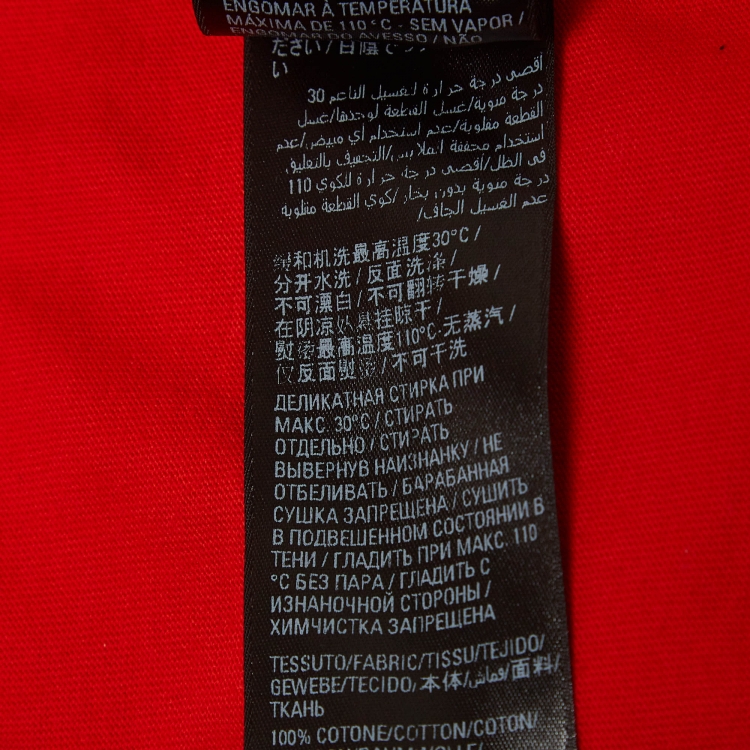 Pre Owned Balenciaga Red Cotton Logo Embroidered Oversized Round Neck T-Shirt L