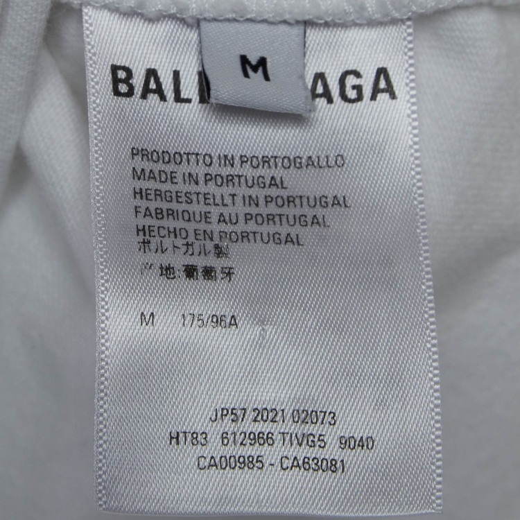 Pre Owned Balenciaga White Printed Cotton Knit T-Shirt M