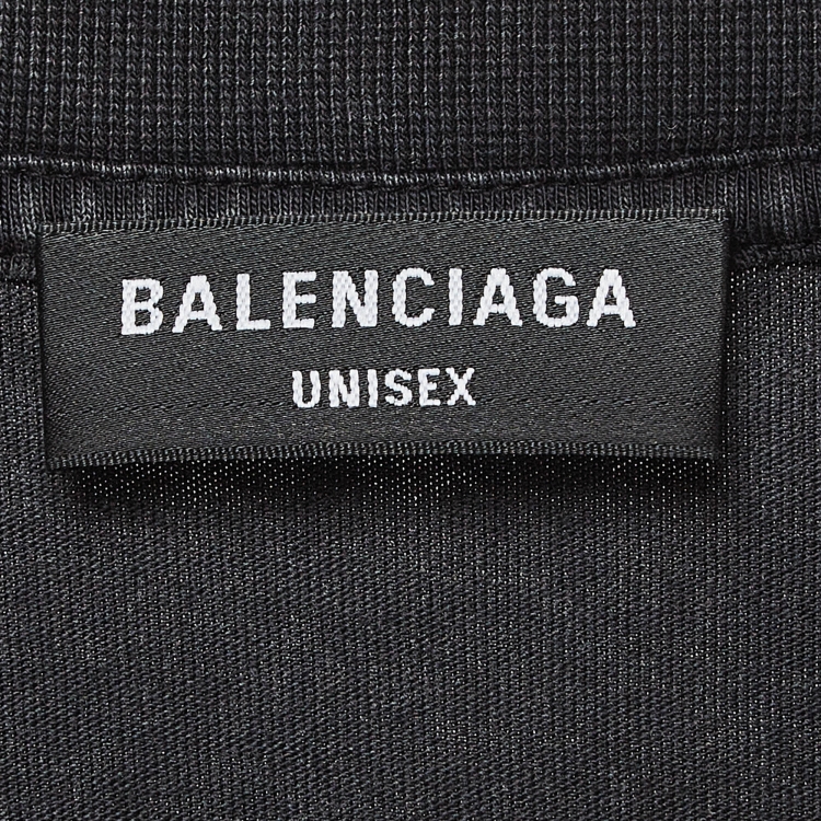 Pre Owned Balenciaga Grey Vintage Washed Logo Print Cotton Knit Tshirt L