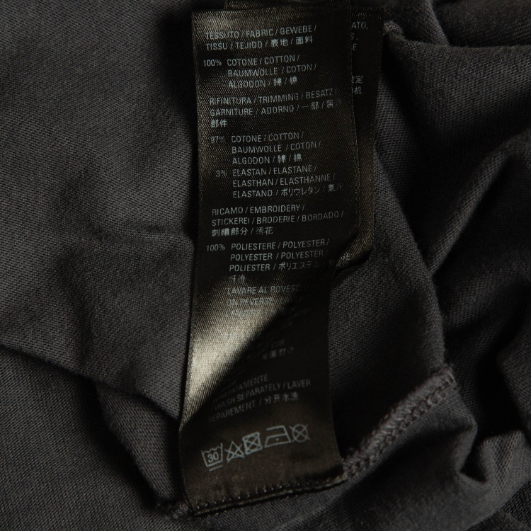 Pre Owned Balenciaga Grey Embroidered Cotton Oversized T-Shirt XS