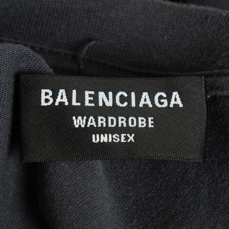 Pre Owned Balenciaga Grey Embroidered Cotton Oversized T-Shirt XS