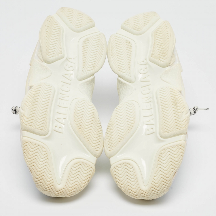 مملوكة مسبقًا Balenciaga White Leather Triple S All Over Logo Sneakers Size 39