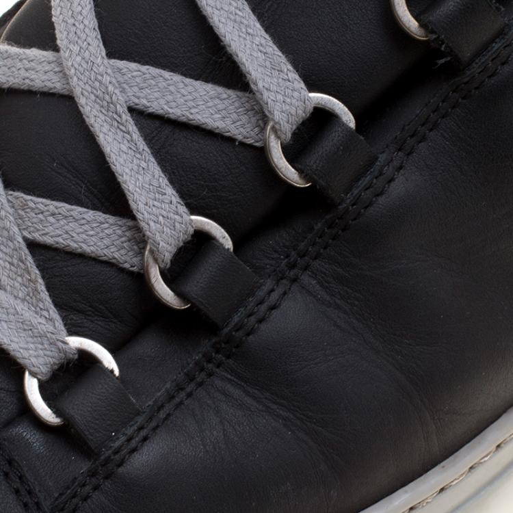 Pre Owned Balenciaga Black Leather Arena High Top Sneakers Size 45