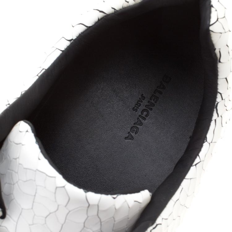 Pre Owned Balenciaga White Cracked Leather Sneakers Size 46