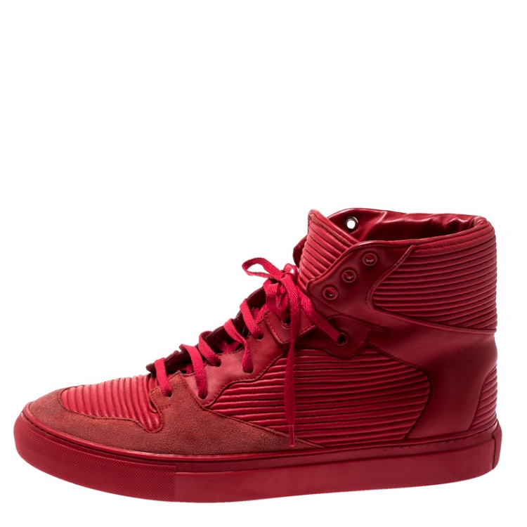 Balenciaga Red Leather Suede Top Sneakers Size Balenciaga |