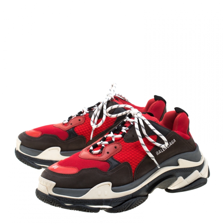 مملوكة مسبقًا Balenciaga Multicolor Mesh And Leather Triple S Platform Sneakers Size 46