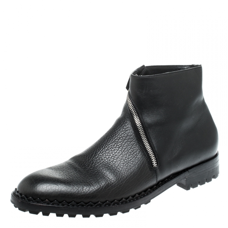 Balenciaga Black Leather Asymmetric Zip Ankle Boots Size 43 Balenciaga ...